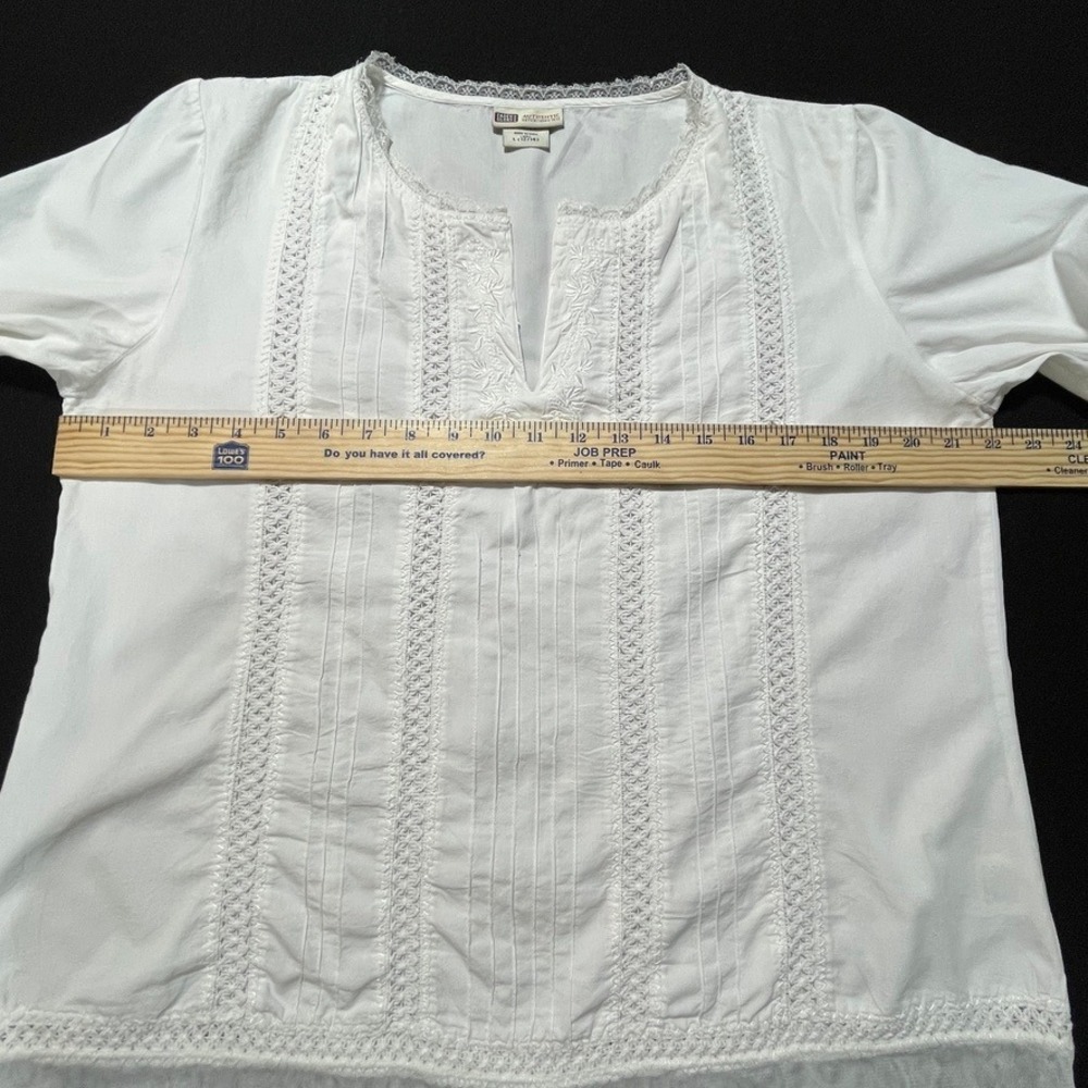 Faded Glory White Embroidered Cotton Peasant Blouse Boho Cottagecore L - Picture 4 of 7